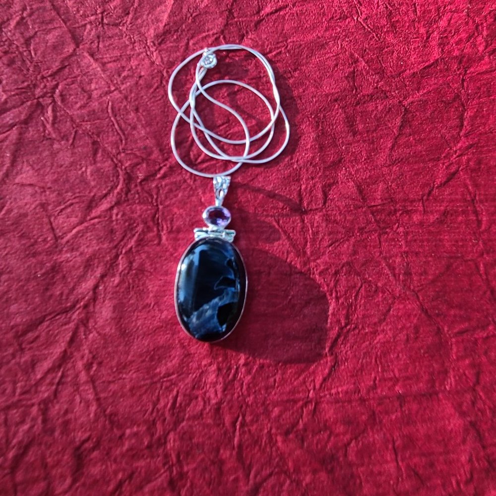 Pietersite pendant necklace in sterling silver-Genuine Pietersite pendant